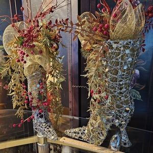 Christmas Ornaments. Metal Boots with beads. $80 per boot